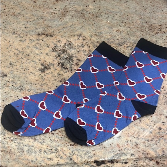 Blue Heart Patterned Socks - Picture 1 of 1